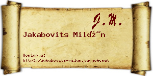 Jakabovits Milán névjegykártya