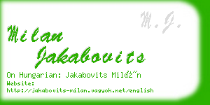 milan jakabovits business card
